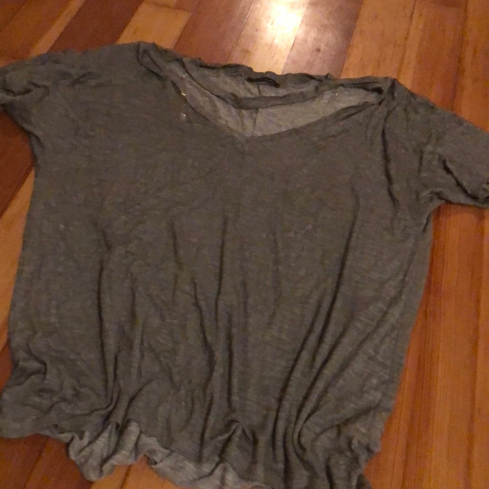 Gray basic top with choker detail